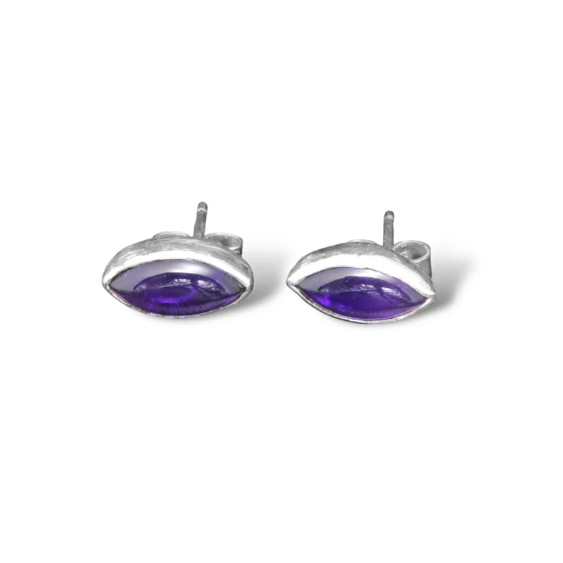 sterling silver and 10x5mm Amethyst earrings